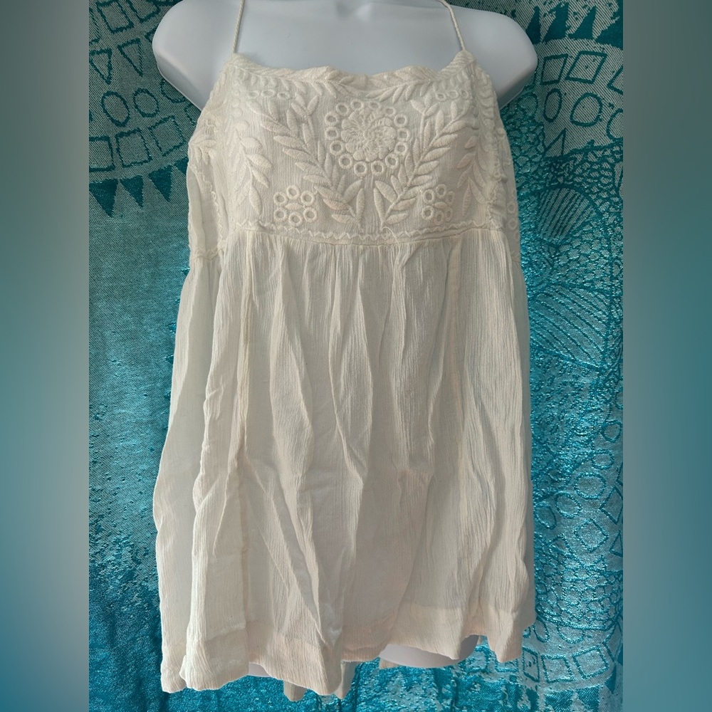 White Embroidered Sleeveless Top